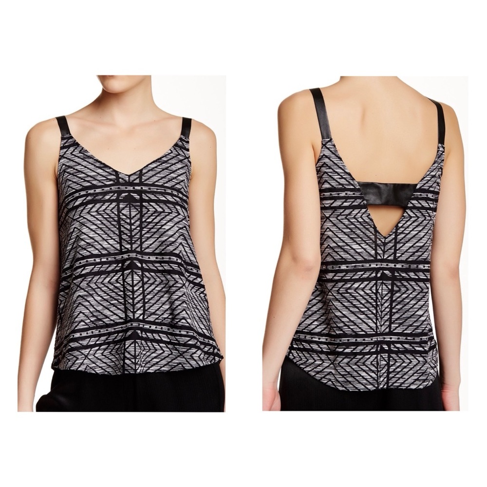 Ella Moss Faux Leather Trim Tank XS